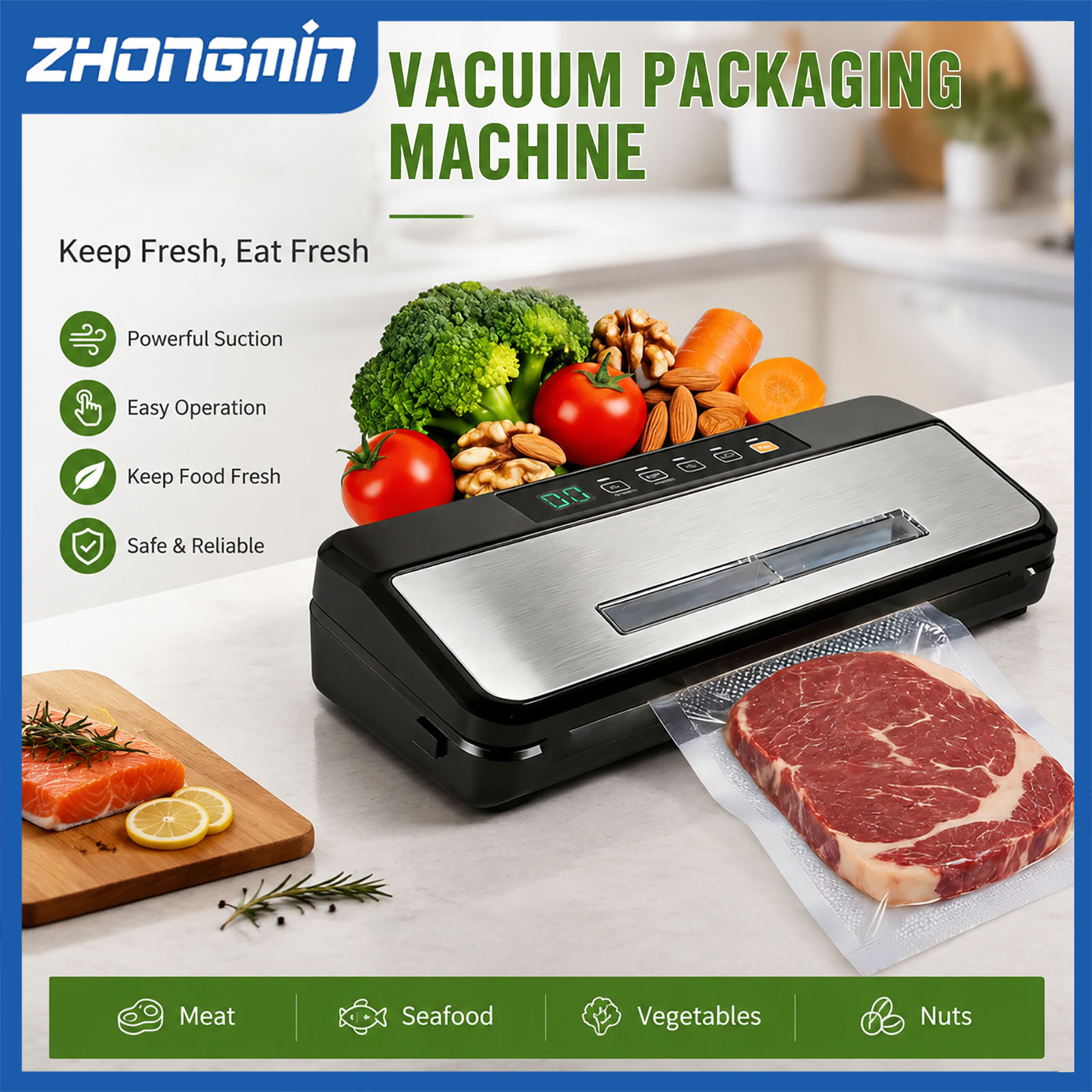 ZM-VS6608X Multifunctional Vac - Food Vacuum Sealer Machine 评论和价格